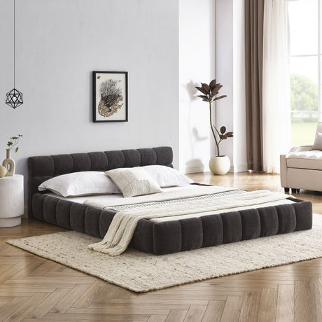 Modern Platform Bed Frame With Thick Fabric HouseOfZazla