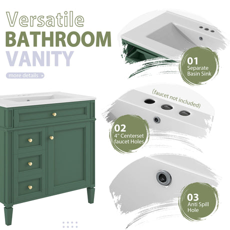 Bathroom Vanity With Medicine Cabinet, Royal Mirror Cabinet, Modern Bathroom Storage Cabinet With 2 Soft Closing Doors And 4 Drawers HouseOfZazla