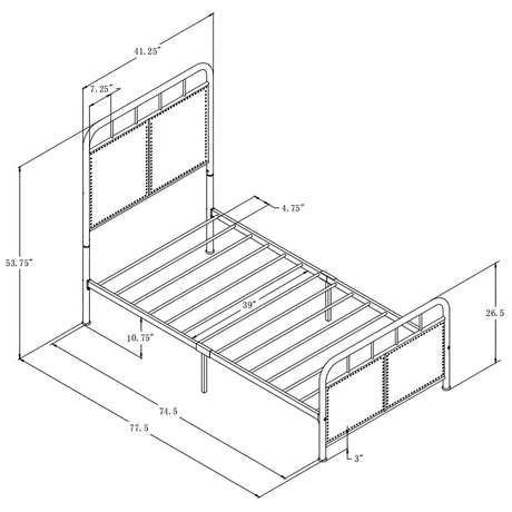 Twin Size Linen Upholstered Platform Metal Bed Frame with Fabric Headboard and Footboard HouseOfZazla