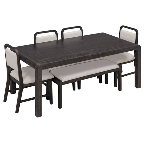Extendable Dining Table Set With 4 Upholstered Chairs And 1 Bench HouseOfZazla