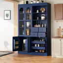 TOPMAX Freestanding Buffet With Hutch - Tall Kitchen Pantry Cabinet HouseOfZazla