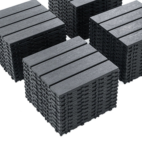 Plastic Interlocking 44 Pack Patio Deck Tiles, Square Waterproof Outdoor All Weather Use HouseOfZazla