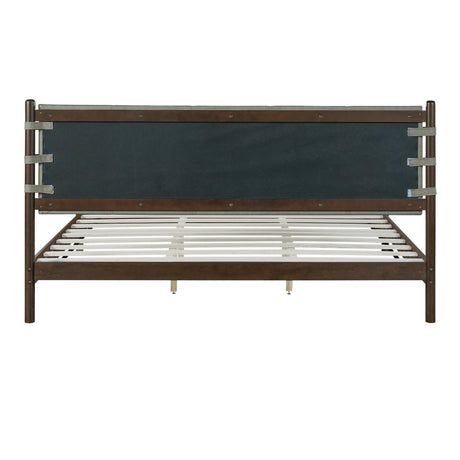 Premium Rubber Wood Platform Bed Frame, King Size with Headboard HouseOfZazla