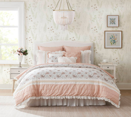 9 Piece Cotton Percale Comforter Set Blush HouseOfZazla