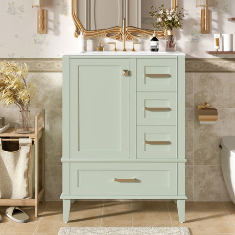 Bathroom Vanity, Modern Bathroom Cabinet With Sink Combo Set, Bathroom Storage Cabinet With A Soft Closing Door And 3 Drawers, Solid Wood Frame HouseOfZazla