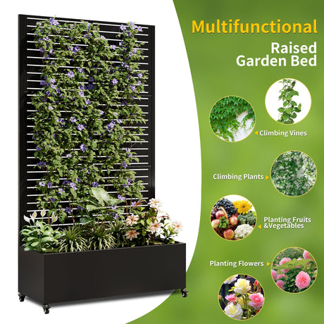 Metal Planter Box with Trellis, 73' x 35' x 16" Raised Garden Bed HouseOfZazla