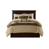 7 Piece Faux Suede Comforter Set Natural Queen