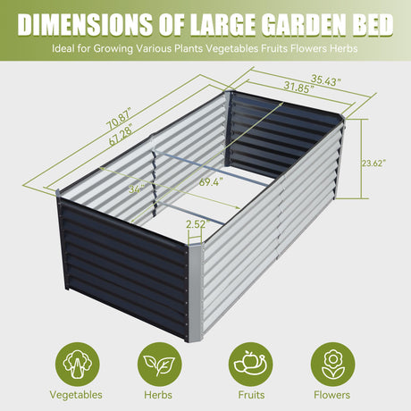 6x3x2ft Galvanized Raised Garden Bed HouseOfZazla