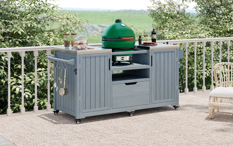 K&K 66.5" Outdoor Kitchen Island for Big Green Egg Grills HouseOfZazla