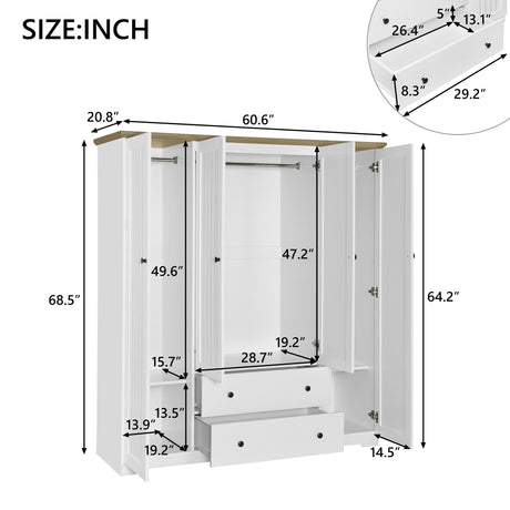 4 Door Wardrobe Armoire With 2 Drawers HouseOfZazla