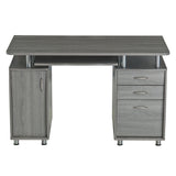 47.5'' Computer Desk with File Cabinet and Drawers, Storage Cabinet with Removable Shelf and Ventilation for CPU, Home Office Desk or Computer Workstation with Keyboard Tray, Grey Techni Mobili