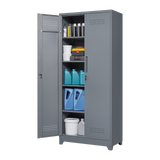 Gray And Metal Storage Cabinet