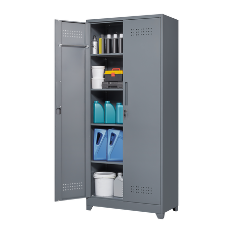Gray And Metal Storage Cabinet HouseOfZazla