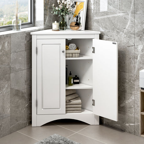 Triangle Bathroom Storage Cabinet With Adjustable Shelves, Freestanding Floor Cabinet For Home Kitchen HouseOfZazla
