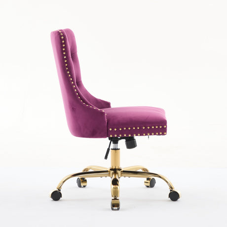 Office Chair Modern Velvet Upholstered Tufted Button (Purple) HouseOfZazla