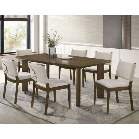 Crispin - 7 Piece Rectangular Dining Table Set With Upholstered Chairs - Brown HouseOfZazla