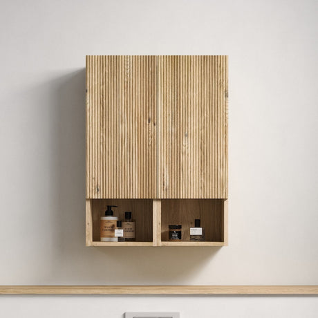 Abay Home Chic Striped Texture Bathroom Storage Cabinet HouseOfZazla