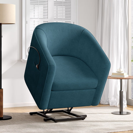 Power Lift Recliner Barrel Shape Reclining Chair With Footrest And Side Pocket HouseOfZazla