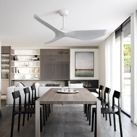 Indoor Ceiling Fan Without Light, 6 Speeds Reversible DC Motor, 3 ABS Blade Ceiling Fan White For Bedroom - White HouseOfZazla