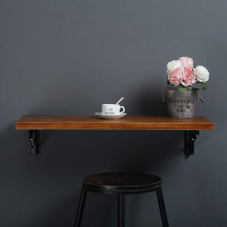 (47" Lx14 W) Industrial Rustic Folding Wall Mounted Workbench Drop Leaf Table, Dining Table Desk, Pine Wood Wall Mounted Bar Tables,Workbench,Study Tianman