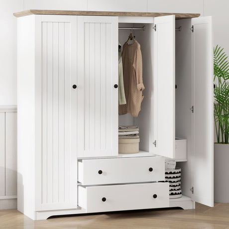 4 Door Wardrobe Armoire With 2 Drawers HouseOfZazla
