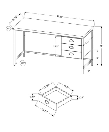 Computer Desk For Home Office, Laptop, 3 Storage Drawers, Contemporary & Modern HouseOfZazla
