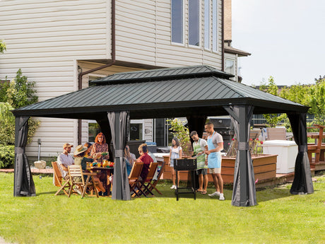 14' x 20' Hardtop Gazebo Outdoor Metal Gazebo Canopy HouseOfZazla