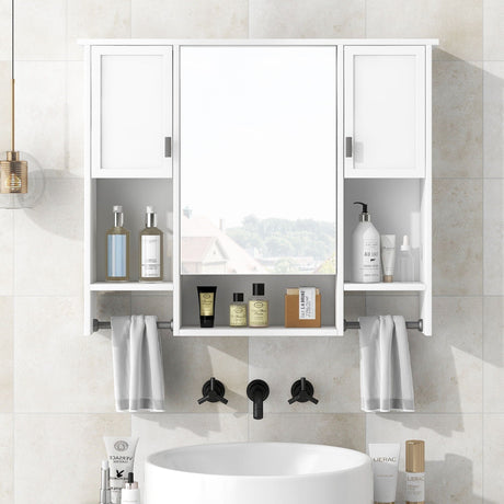 Wall Mounted Bathroom Storage Cabinet With Mirror, Medicine Cabinet With Towel Bar HouseOfZazla