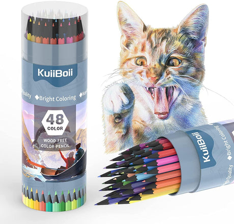 48 Color Colored Pencils, Suitable for Adults, Kids and Coloring Books, Artist Sketch Drawing WoodArtSupply