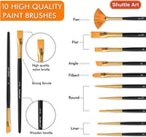 48 Pack Acrylic Paint Set, 30 Colors Acrylic Paint (36Ml) with 10 Brushes 5 Canvas 1 Paint Knife 1 Palette 1 Sponge WoodArtSupply