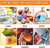 48 Pack Acrylic Paint Set, 30 Colors Acrylic Paint (36Ml) with 10 Brushes 5 Canvas 1 Paint Knife 1 Palette 1 Sponge WoodArtSupply