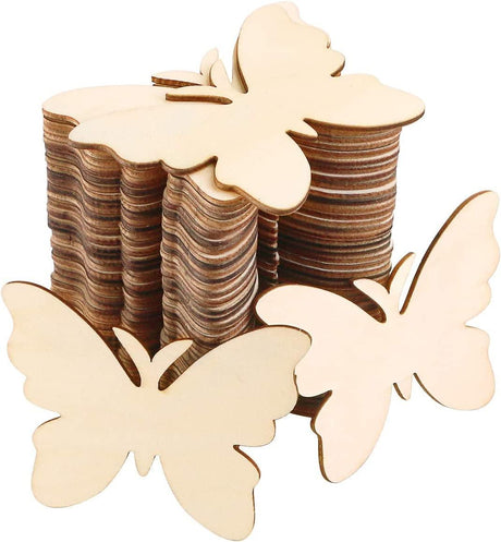 48 Pack Unfinished Wood Butterfly Natural Blank Wood Slices Cutouts Painting Diy Crafts Gift Tags and Home Decor WoodArtSupply
