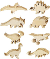 48 Pack Unfinished Wooden Dinosaur Animal Cutouts,Pterosauria,Tyrannosaurus Rex,Triceratops,Stegosaurus,Ankylosaurus Shapes (6 Pcs/Shape) WoodArtSupply