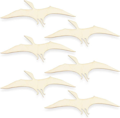 48 Pack Unfinished Wooden Dinosaur Animal Cutouts,Pterosauria,Tyrannosaurus Rex,Triceratops,Stegosaurus,Ankylosaurus Shapes (6 Pcs/Shape) WoodArtSupply