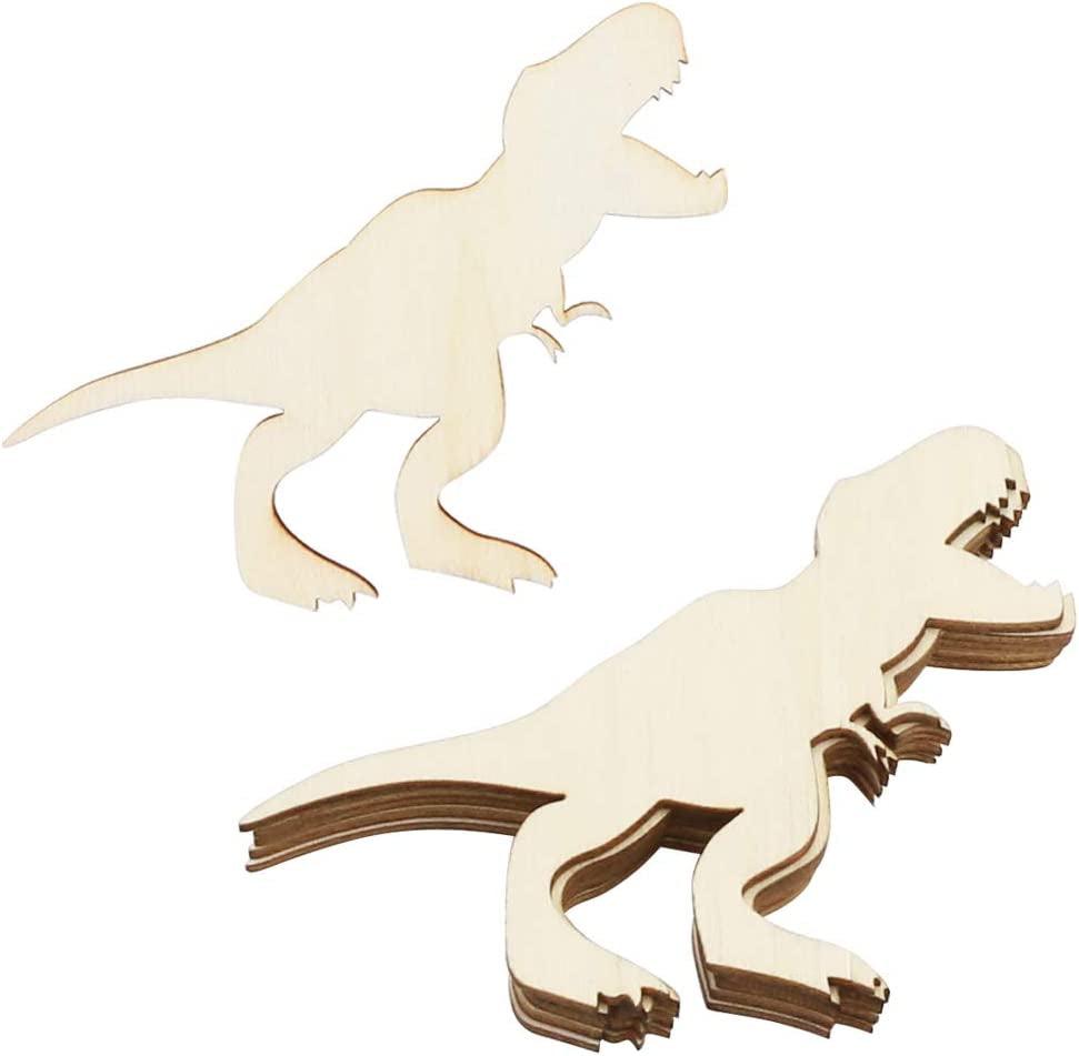 48 Pack Unfinished Wooden Dinosaur Animal Cutouts,Pterosauria,Tyrannosaurus Rex,Triceratops,Stegosaurus,Ankylosaurus Shapes (6 Pcs/Shape) - WoodArtSupply