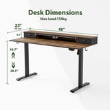 48 x 23 Inches Height Adjustable Electric Standing Desk with 2 Drawers, Stand Up Electric Desk Adjustable Height, Sit Stand Computer Gaming Table with Splice Board, Dark Walnut Agilestic