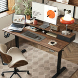 48 x 23 Inches Height Adjustable Electric Standing Desk with 2 Drawers, Stand Up Electric Desk Adjustable Height, Sit Stand Computer Gaming Table with Splice Board, Dark Walnut Agilestic