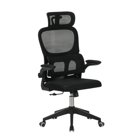 High Back Ergonomic Swivel Rolling Office Chair With Tilt Function, 3D Headrest, Lumbar Support - Black HouseOfZazla