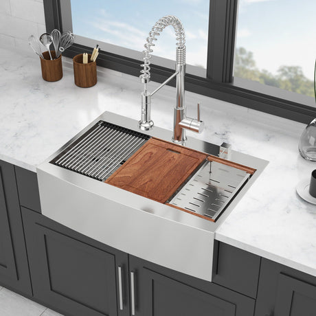 Modern Farmhouse Drop-In Workstation Kitchen Sink with Apron Front HouseOfZazla