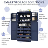 TOPMAX Freestanding Kitchen Pantry Cabinet with 4 Doors and Pull-Out Trays
