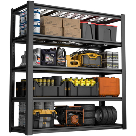 Garage Storage Rack, 5 Layer Adjustable Shelving Unit For Warehouse - Black HouseOfZazla