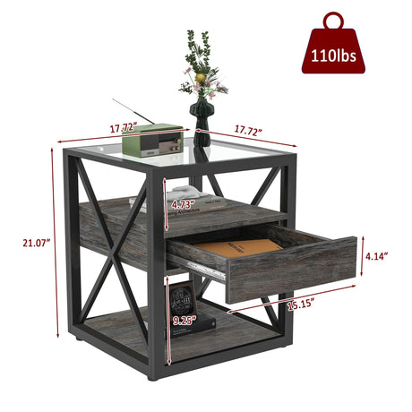 Set of 2 Modern End Tables with Drawer - Nightstands HouseOfZazla