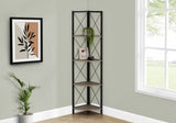 4-Tier Corner Bookshelf with Marble Look and Metal Frame