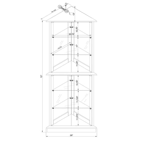 Corner Curio Dispaly Cabinet With Lights, Adjustable Tempered Glass Shelves, Mirrored Back (E26 Light Bulb Not Included) HouseOfZazla