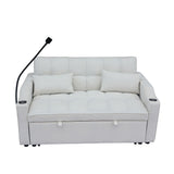 Modern Loveseat Futon Sofa With Pullout Bed, Adjustable Reclining Backrest, Toss Pillows