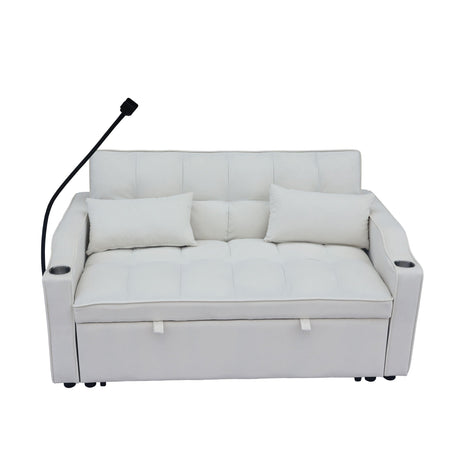 Modern Loveseat Futon Sofa With Pullout Bed, Adjustable Reclining Backrest, Toss Pillows HouseOfZazla