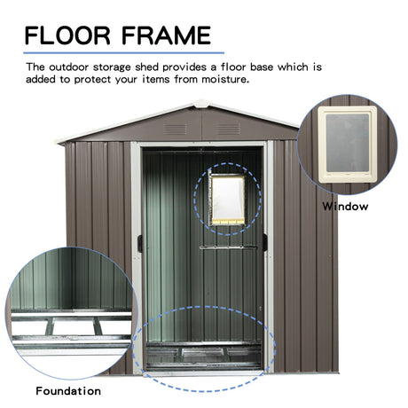 88.98" Outdoor Metal Storage Shed With Window HouseOfZazla