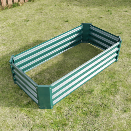 Metal Raised Garden Bed, Rectangle Raised Planter 4×2×1ft HouseOfZazla