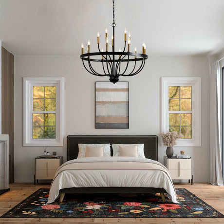 15-Light Industrial Iron Candle Chandelier Modern Farmhouse Pendant Light HouseOfZazla