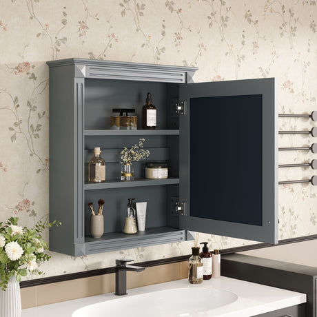 Wall Mounted Bathroom Storage Cabinet With Mirror, Medicine Cabinet With Height Adjustable Shelf HouseOfZazla
